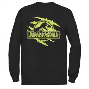 Мужская футболка с длинными рукавами и графическим логотипом Jurassic World Neon Slash T-Rex Fossil Logo Licensed Character