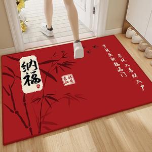 Budis Ковер 80х120 см для прихожей, уличный, с символом года Дракона, красный, противоскользящий, для очистки обуви