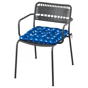 Стул с подлокотниками, уличный LÄCKÖ IKEA, цвет dark grey/klösan dark blue