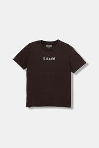 Детская хлопковая футболка Guess, коричневый