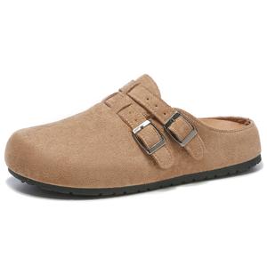 Женские тапочки с закрытым носком и противоскользящей резиновой подошвой Yiya, хаки