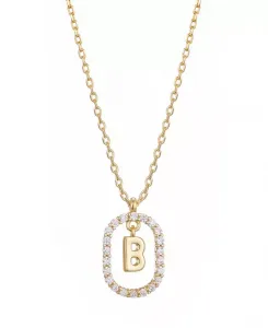 Ожерелье с плавающей буквой из позолоченного кубического циркония Adornia, gold-b