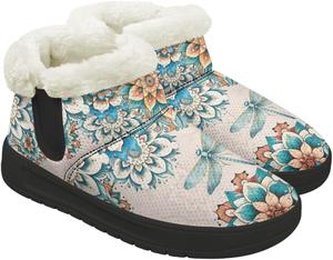 Женские зимние ботинки для снега, теплые, с утеплителем, уютные, противоскользящие, с утолщенной подошвой для прогулок на снегу на улице Gdxynsmny, Dragonfly Floral