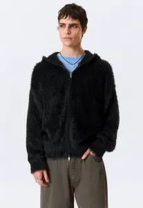 Волосатый объемный кардиган-толстовка на молнии Weekday, Black