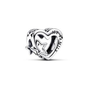 Шарм Openwork Family Heart & Star Pandora, стерлинговое серебро