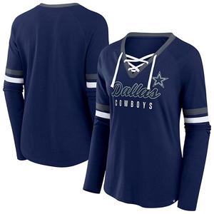 Женская футболка с длинным рукавом и v-образным вырезом Dallas Cowboys plus size navy Fanatics