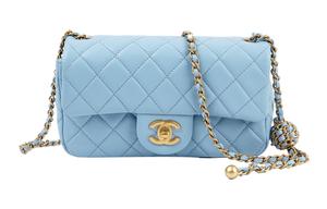 Классический Клапан CF22SS Весна Лето Кожаная Сумка Через Плечо Мини Женская Синяя CHANEL