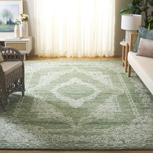 Ковер SAFAVIEH, 214 x 214 см, Metro Collection, Green & Ivory, ручной работы из шерсти, идеально для гостиной, столовой, спальни (MET575Y)