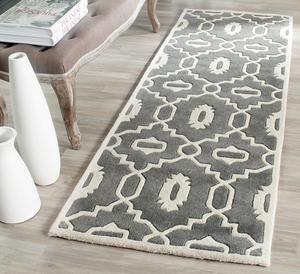 Ковер SAFAVIEH, 69 x 153 см, Chatham Collection Dark Grey/Ivory CHT745D ручной работы геометрический премиум шерстяной