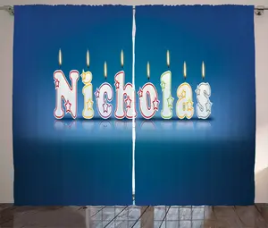 Штора в деревенском стиле Санта-Клаус от ABAKUHAUS, свеча для вечеринки с именем мальчика, присборенная штора для спальни с петлями и крючками, 280 x 175 см, синяя с разноцветными цветами Abakuhaus