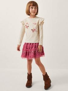 Детский комплект топ и юбка с бабочками и пайетками Monsoon, Pink