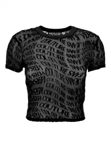 Сетчатый топ с логотипом Versace Jeans Couture, черный