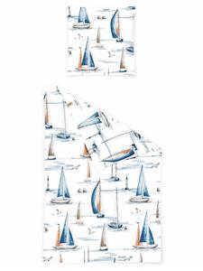 Jack Комплект постельного белья из двух предметов, 135x200 см, с рисунком парусника, синего цвета