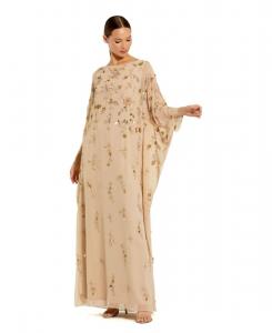 Женское трапециевидное платье с цветочной вышивкой Mac Duggal, Nude gold
