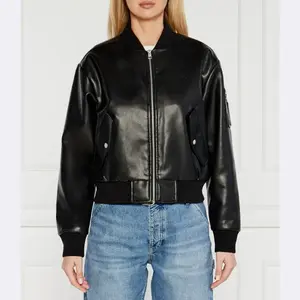 Узкая куртка-бомбер из искусственной кожи Calvin Klein, черный