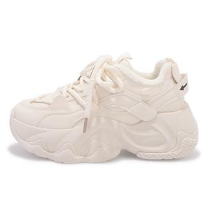 Женские бежевые противоскользящие износостойкие водонепроницаемые дышащие низкие массивные кроссовки SNXR, FB9905-1 Black