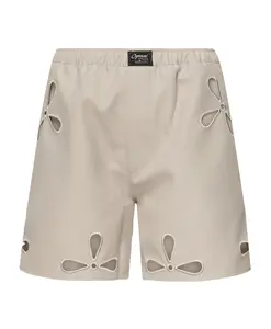 Шорты с вышивкой в виде лепестков и вырезами Coperni, бежевый
