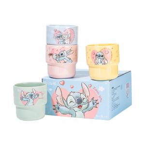 Adorable And Stylish Stackable Cups 200ml Disney, Heart Stitch Polka Dot Stackable Cups 4 Pack