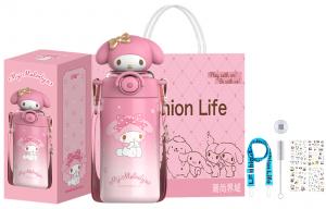 Hello kitty термостакан 316 нержавеющая сталь 600 мл Sanrio, My Melody Insulated Cup+Shopping Bag+Sticker+Straps+Straw Brushes