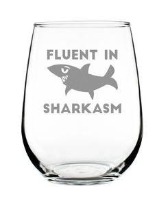 Бокал для вина без ножки Fluent in Sharkasm Sarcastic Shark Gifts, 17 унций Bevvee, прозрачный