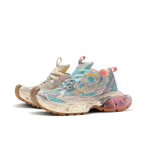 MINISO Молнии M серии массивные кроссовки женские синие жёлтые непарные поношенные, цвет Blue Yellow Mismatched (Scuffed Edition)