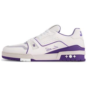 LOUIS VUITTON Кроссовки для скейтбординга Trainer Low Top, мужские, белые, фиолетовые