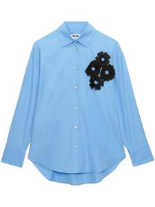 MSGM рубашка с цветочной аппликацией, синий