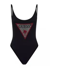 Слитный купальник со стразами Guess, черный