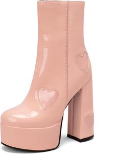 Roimaash женские ботильоны Sweet Patent Gothic на платформе, ботинки до щиколотки с широким каблуком, панк-стиль, 109 Pink