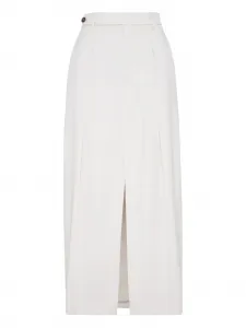 Плиссированная юбка макси с разрезом спереди Brunello Cucinelli, белый