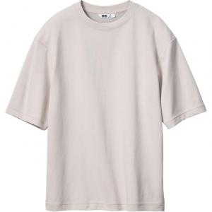 Футболка с рукавом дроп-шоулдер женская UNIQLO, светло-серый