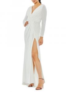 Драпированное платье с разрезом Mac Duggal, белый