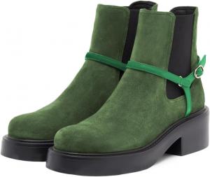 Женские ботинки Chelsea от Tang'scuisins с пряжкой, платформой и низким каблуком на каждый день, для офиса, свиданий, зимы и осени, размер 4-16 US, Green