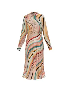 Платье миди с длинными рукавами Ps Paul Smith, бежевый