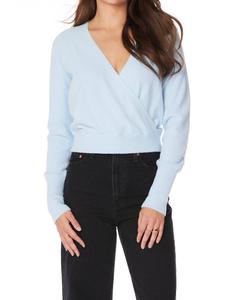 Свитер-сюрплис светло-голубого цвета Bobi, светло-голубой