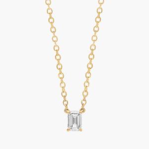 Подвеска с бриллиантом-солитером изумрудной огранки из желтого золота 14 карат (1/4 карата Tw. - HI / SI1-SI2) Blue Nile