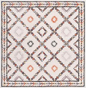 Ковер SAFAVIEH, 153 x 153 см, Bellagio Collection, Ivory & Multi, ручной работы, бохо из шерсти, идеален для помещений с высокой проходимостью в гостиной, спальне (BLG548A)