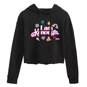 Худи Juniors с укороченным графическим принтом в стиле фильма «Я — достаточно иконок» Barbie, черный