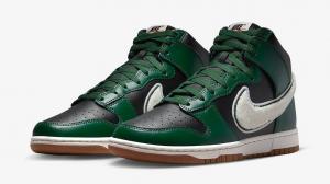 Мужские кроссовки Nike Dunk High 'Chenille Swoosh' DR8805-001, черные с зелеными в стиле лайфстайл