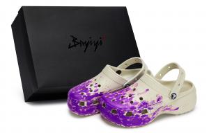 Crocs Классические сабо на платформе, производство 811, упаковка на месте, специальные женские сабо из коробки для обуви, цвет "косточка", белый, фиолетовый