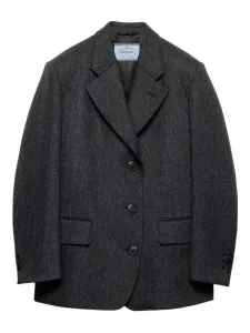 Пиджак с узором шеврон Prada, серый