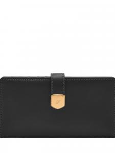 Женский кожаный складной кошелек Fossil SL10036001 черного цвета