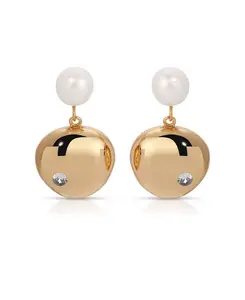 Серьги-Подвески с галькой и пресноводным жемчугом Ettika, gold