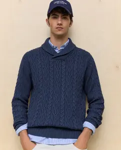 Мужской джемпер с шалевым воротником Easy Wear, синий