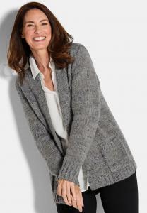 Кардиган GOLDNER MIT AUFGESETZTEN TASCHEN, Grey Patterned/Metallic Grey