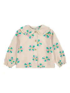 Футболка с цветочным принтом и оборчатым воротником BOBO CHOSES, нейтральный