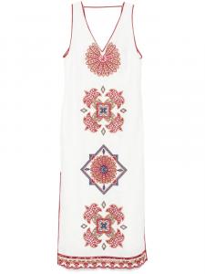 Платье миди FARM Rio Marys Tiles Richelieu, белый