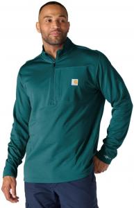 Carhartt мужская футболка Force Relaxed Fit с полузастежкой-молнией и воротником-стойкой, Greenstone