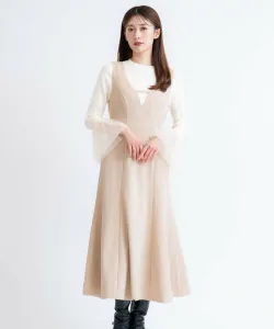 Дизайнерское платье-свитер с воротником Noela, цвет Beige