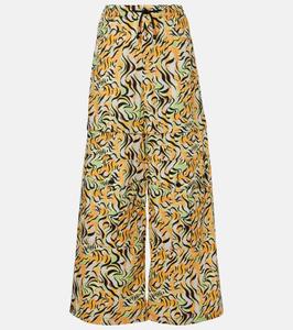Широкие брюки из принтованного хлопка Marni, цвет light orange